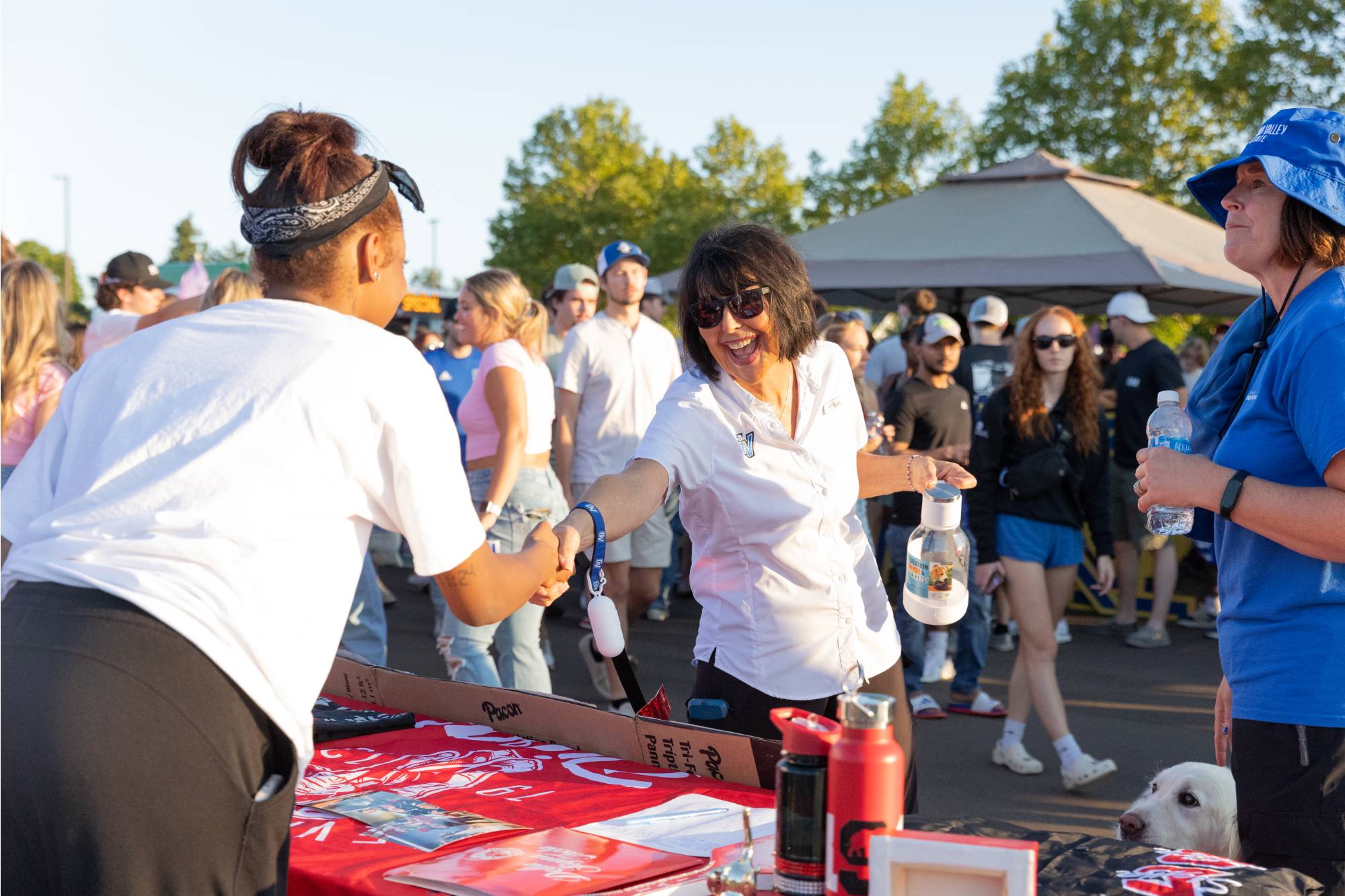 President Mantella meeting GVSU Greek Life students